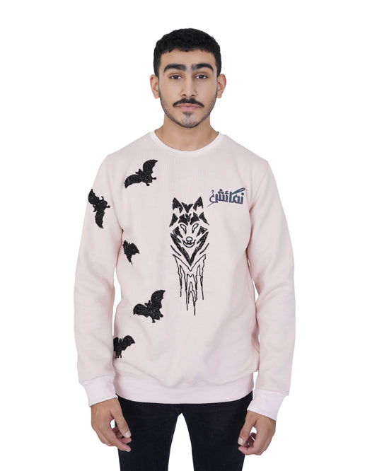 WOLF EMBELLISHMENT SWEATSHIRT